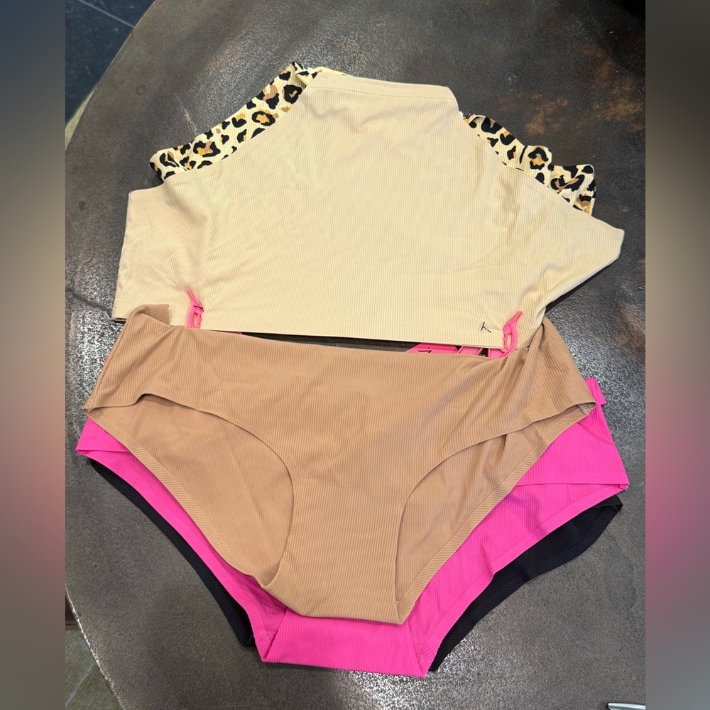 Betsey Johnson NWT Size XL 5 Pk Leopard Print Pink Black Beige Panties (I023) - Picture 7 of 9